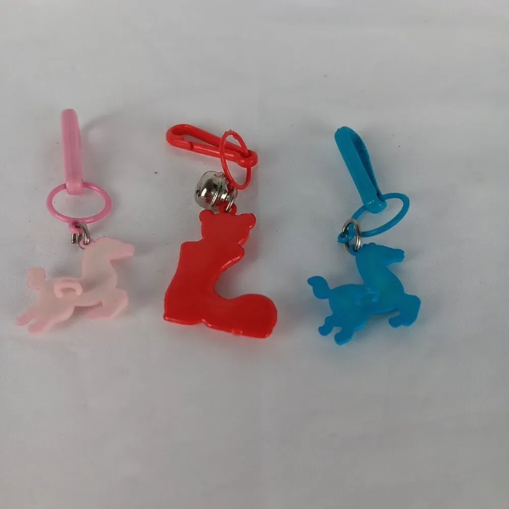 80s Bell Charms Stallions Teddy in a Boot Red Pink Teal Lot Loose Played W/ Toys